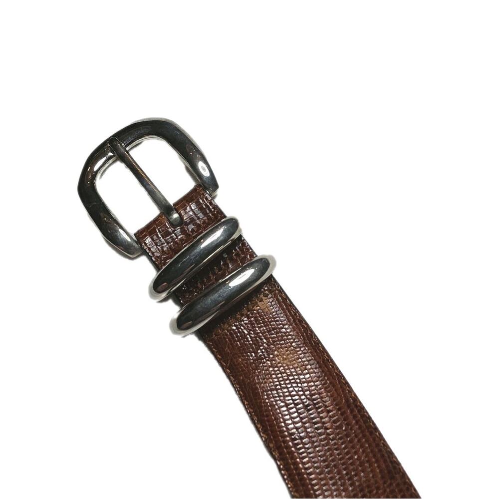 Saks Fifth Ave Unisex Dress Belt 34 Leather Lizard Skin Made in Spain Men Women